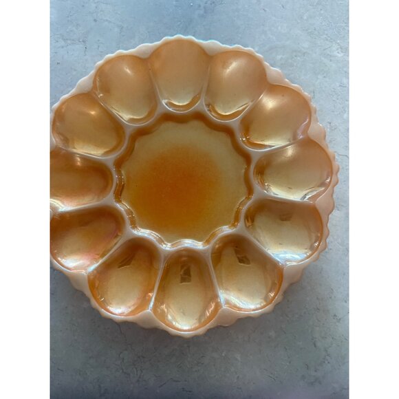 Vintage Anchor Hocking Fire King Peach Lusterware Deviled Egg Platter - Picture 2 of 6